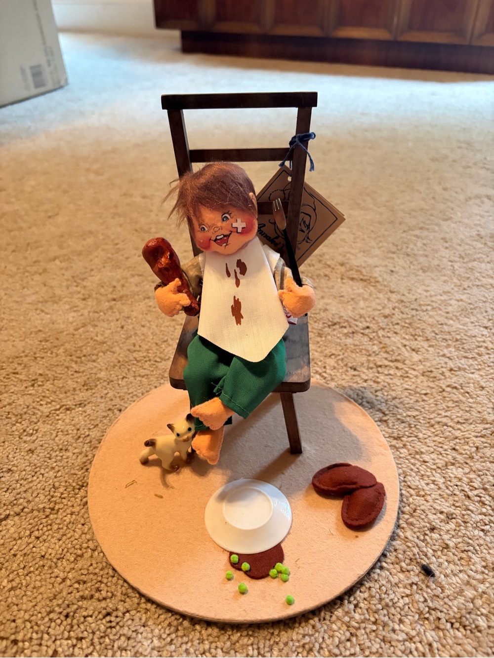 Annalee Brown Hair Boy Doll with Green Pants and Tan Base